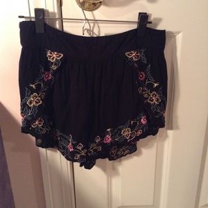Pins & Needles Black Embroidered Flowy Shorts